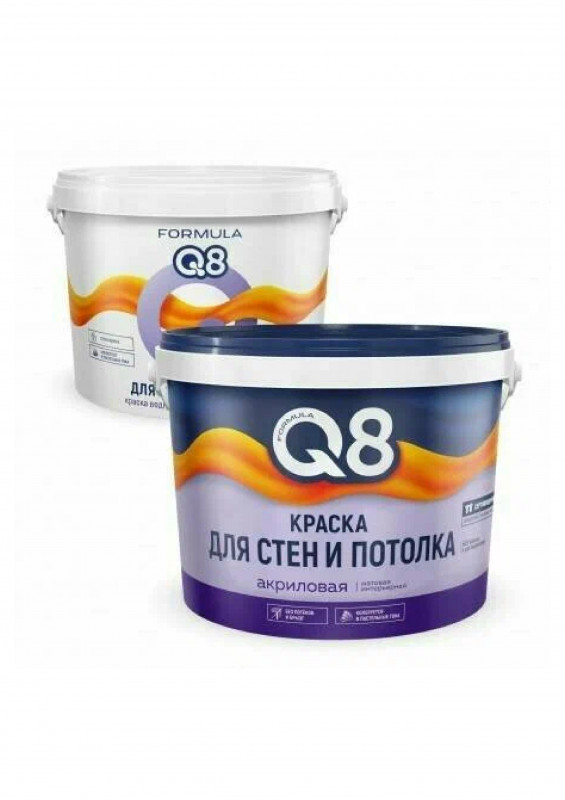 Краска ВД для стен и потолков белая матовая 2.7кг FORMULA Q8