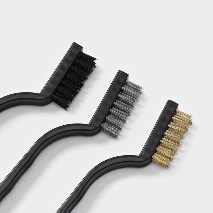 Набор щеток 3шт:латунная,стальная,нейлоновая