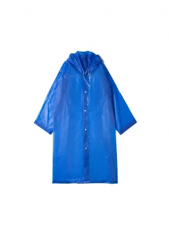 Дождевик с капюшоном на кнопках синий EVA