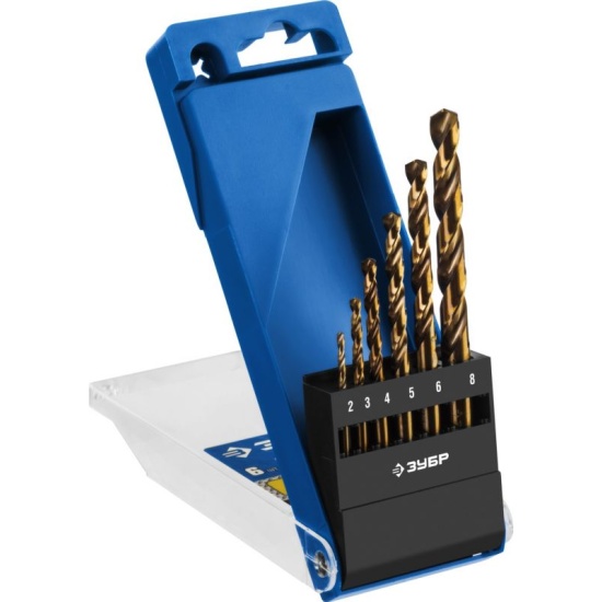 Набор сверл по металлу класс А 2-8мм 6шт ЗУБР КОБАЛЬТ