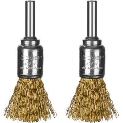 Набор щеток кистевых для дрели, витая стальная латунированная проволока 0,3мм, 24мм, 2шт Зубр